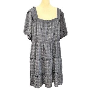 JODIFL LOS ANGELES Plus 3X Peasant Dress Smocked Tie Back Square Neck Tiered NWT